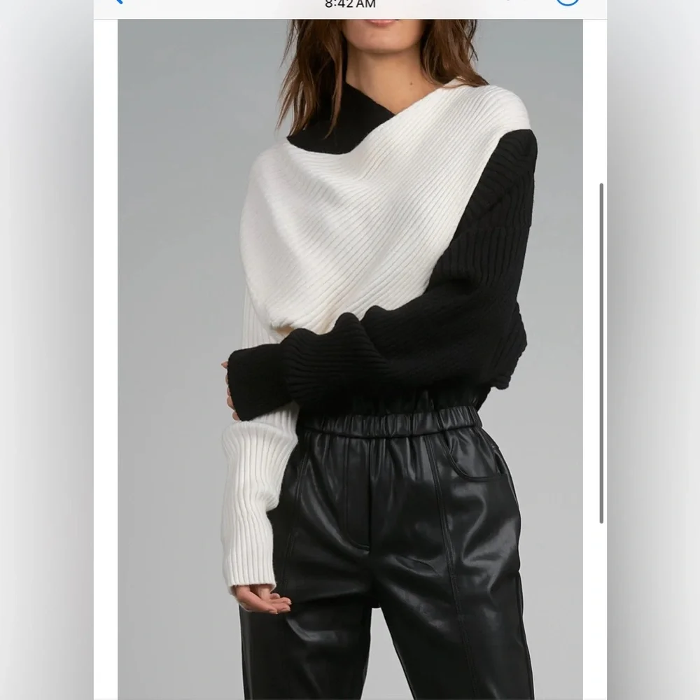 🖤NWT Elan Black and White Colorblock Sweater//Size L 🖤 - Picture 4 of 6